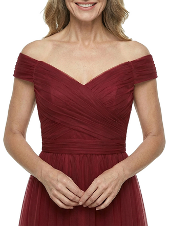 ChicSew Classy Off The Shoulder Ruched Tulle A-Line Mother Of The Bride Gowns Full Length