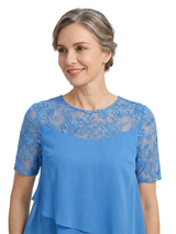 ChicSew Jewel Short Sleeve Lace Overlay Layered Chiffon Midi Length Casual Mother of the Bride Dresses