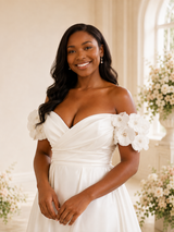 ChicSew Beautiful Off The Shoulder Side Slit A-Line Satin Maxi Long Wedding Dress