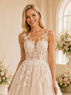 ChicSew Romantic A-Line Lace Spaghetti Straps Long Wedding Dresses With Applique