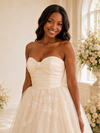 ChicSew Elegant A-Line Sweetheart Tulle Maxi Long Wedding Dress With Lace Applique
