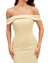 Elegant Off The Shoulder Soft Satin Simple Mermaid Long Bridesmaid Dresses Online