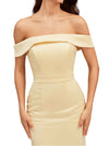 Elegant Off The Shoulder Soft Satin Simple Mermaid Long Bridesmaid Dresses Online