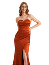 Sexy Sweetheart Silky Satin Side Split V-Neck Mermaid Maxi Bridesmaid Dresses Online