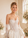 ChicSew Unique Lace Sweetheart Boning Pleated A-Line Satin Floor-Length Wedding Dress