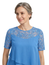 ChicSew Jewel Short Sleeve Lace Overlay Layered Chiffon Midi Length Casual Mother of the Bride Dresses