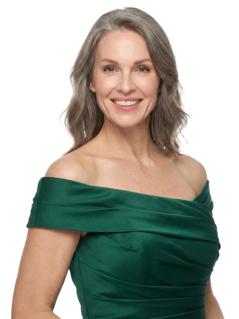 ChicSew Off The Shoulder Ruched Satin Chiffon Floor Length A-Line Mother of the Bride Dress