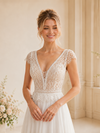 ChicSew Beautiful Lace V-Neck Cap Sleeves A-Line Chiffon Midi Wedding Dresses