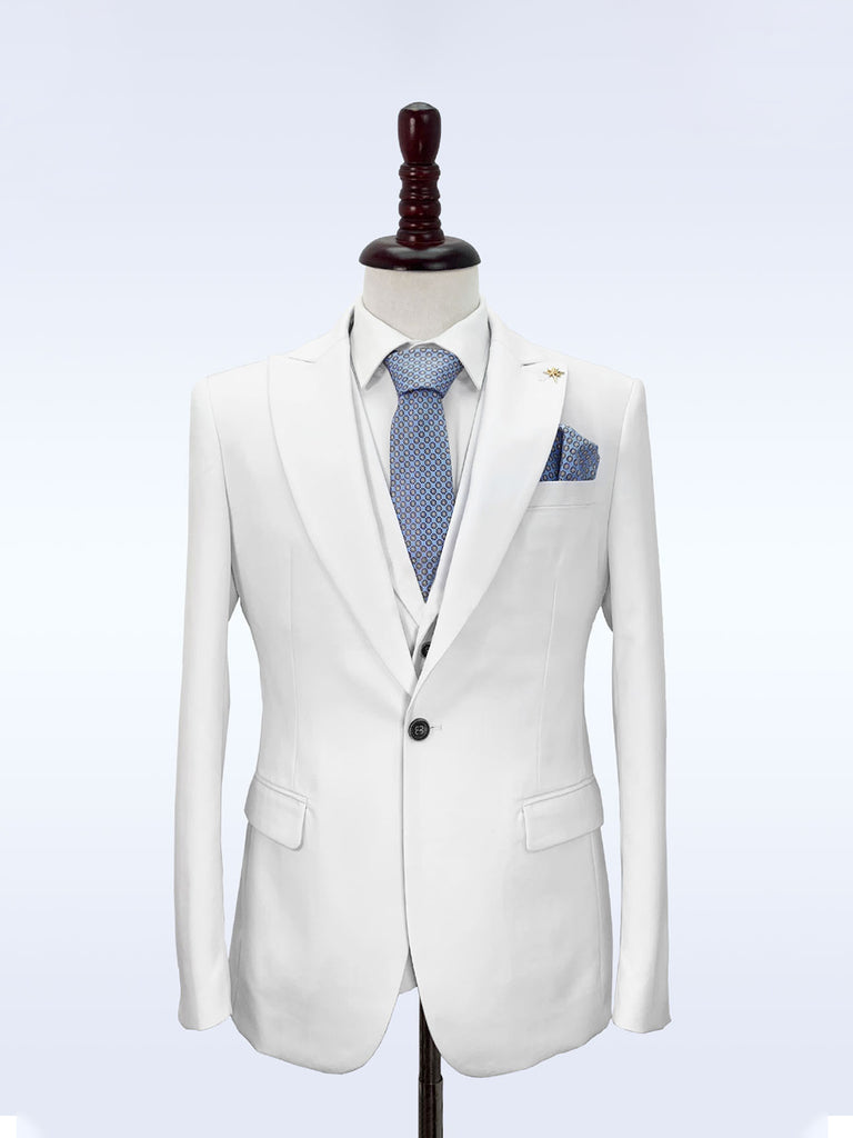 White Casual Men's Suit Slim Fit Single Breasted 2 Piece Business Tuxedos CN511