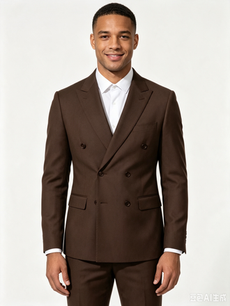 Classic 3 Piece Chocolate Men's Suit with Regular Fit and Sophisticated Peak Lapel