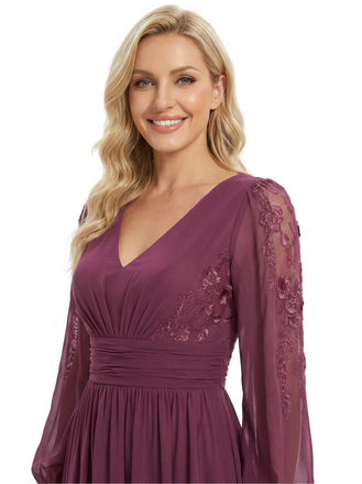 Beautiful Mother Of The Bride Dresses V-Neck 3/4 Sleeves A-Line Lace Formal Wedding Event Dress