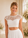 ChicSew Beautiful Jewel Cap Sleeves Chiffon A-Line Floor-Length Wedding Dresses With Side Slit