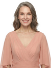 ChicSew Modest Chiffon Flutter Sleeve A-Line V-Neck Mother Of The Groom Gowns With Pleated Waist