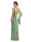 Elegant Jacquard Satin Spaghetti Straps Side Slit Mermaid Long Formal Evening Dresses