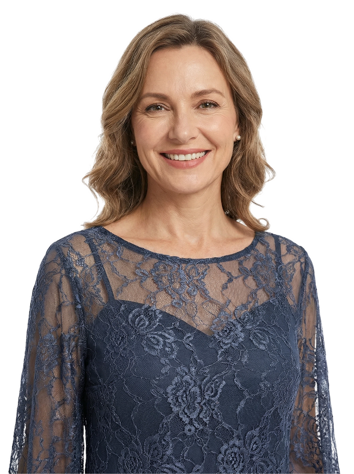 ChicSew Exquisite Lace Mother Of The Groom PantSuits Scoop Long Sleeves Modern Evening Set