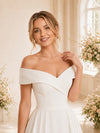 ChicSew Elegant Off Shoulder V-Neck Crepe A-Line Long Wedding Dresses Online