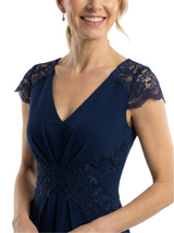 Chicsew Elegant V-Neck Cap Sleeves Mermaid Lace Chiffon Mother Of The Bride Dress