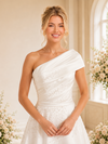 ChicSew Elegant Ruching Asymmetric Satin A-Line Wedding Dresses With Beading