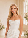 ChicSew Elegant Ruching Strapless Boning Satin Mermaid Wedding Dresses With Train