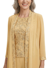 ChicSew Jewel Long Sleeve Chiffon Jacket Lace Bodice Pantsuits For Mother Of The Bride