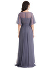 Elegant A-line Scoop Chiffon Flutter Sleeves Long Mother of the Brides Dresses