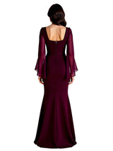 Elegant Mermaid Sweetheart Chiffon Flutter Sleeves Mother of the Brides Dresses