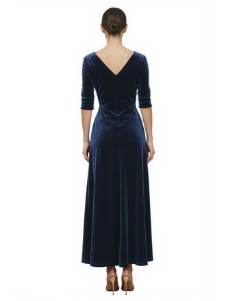 Elegant V-neck Half Sleeves Velvet A-Line Ankle-Length Mother Of The Bride Dresses