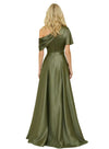 Elegant Asymmetric Straps Satin Jumpsuit For Mother Of The Bride With Train