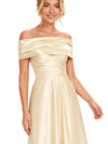 ChicSew Elegant Off Shoulder Ruching A-Line Floor-Length Satin Bridesmaid Dresses