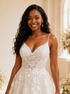 ChicSew Fancy Elegant Spaghetti Straps Tulle Lace A-Line Maxi Long Wedding Dress
