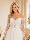 ChicSew Elegant A-Line Lace Applique Tulle Strapless Long Sleeves Maxi Wedding Dress With Long Train