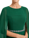 ChicSew Jewel Cape Sleeve A-Line Rhionstone Floor Length Chiffon Fancy Mother of the Bride Dresses
