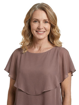 ChicSew Scoop Short Sleeve Layered Ruffle Chiffon Tea Length Casual Mother Of The Bride And Groom Dresses