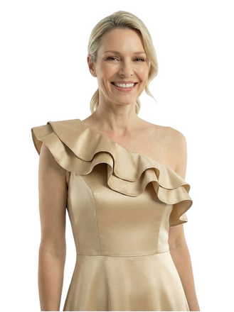 Chicsew Elegant One Shoulder Ruffle Ankle-Length Satin A-Line Mother Of The Bride Dresses