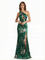 Simple One Shoulder Side Slit Mermaid Floral Satin Maxi Floral Formal Dresses For Women