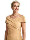 Chicsew Mother of The Bride Dress Classy Off Shoulder Crepe Sheath Midi Gown Modern Wrap Detail