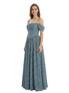 Elegant Cold Shoulder Floral Burnout Chiffon A-line Formal Evening Dresses