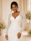 ChicSew Romantic V-Neck Strapless Long Sleeves Mermaid Lace Maxi Wedding Dress