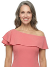 ChicSew Modern Ruffled Asymmetrical Neckline Jersey Mother Of The Bride Gown Floor Length Sheath Dress
