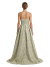 Elegant Floral Jacquard Sweetheart High-Low A-Line Long Formal Evening Dresses
