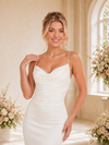 ChicSew Classy Spaghetti Straps Satin Ruched Mermaid Floor-Length Wedding Dress