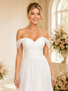 ChicSew Elegant A-line Off The Shoulder Midi Lace Tulle Wedding Dresses Online