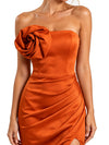 ChicSew Strapless Soft Satin Bridesmaid Dress Ruched Side Slit Floor-length Mermaid Gown