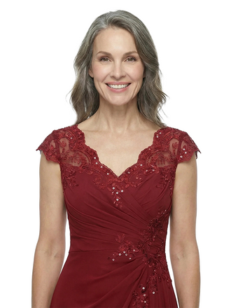 ChicSew Trendy V-Neck Lace Chiffon A-Line Mother Of The Groom Dresses With Ruffle