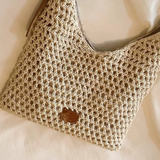 Artisan-Woven Beach Tote – Premium Beeswax Cord Shoulder Bag