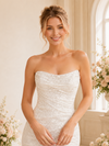 ChicSew Fancy Strapless Ruching Side Slit Mermaid Sleeveless Sequin Wedding Dress