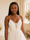 ChicSew Elegant A-Line Spaghetti Straps Lace Chiffon Open Back Maxi Wedding Dress