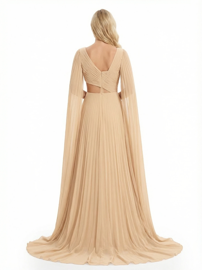 Chicsew Elegant Long Sleeves A-Line Chiffon Mother of The Bride Gown