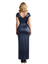 Elegant Mermaid Asymmetrical Side Slit Cap Sleeves Mother of the Brides Dresses