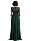 Elegant A-line Scoop Chiffon Lace Long Sleeves Mother of the Brides and Groom Dresses